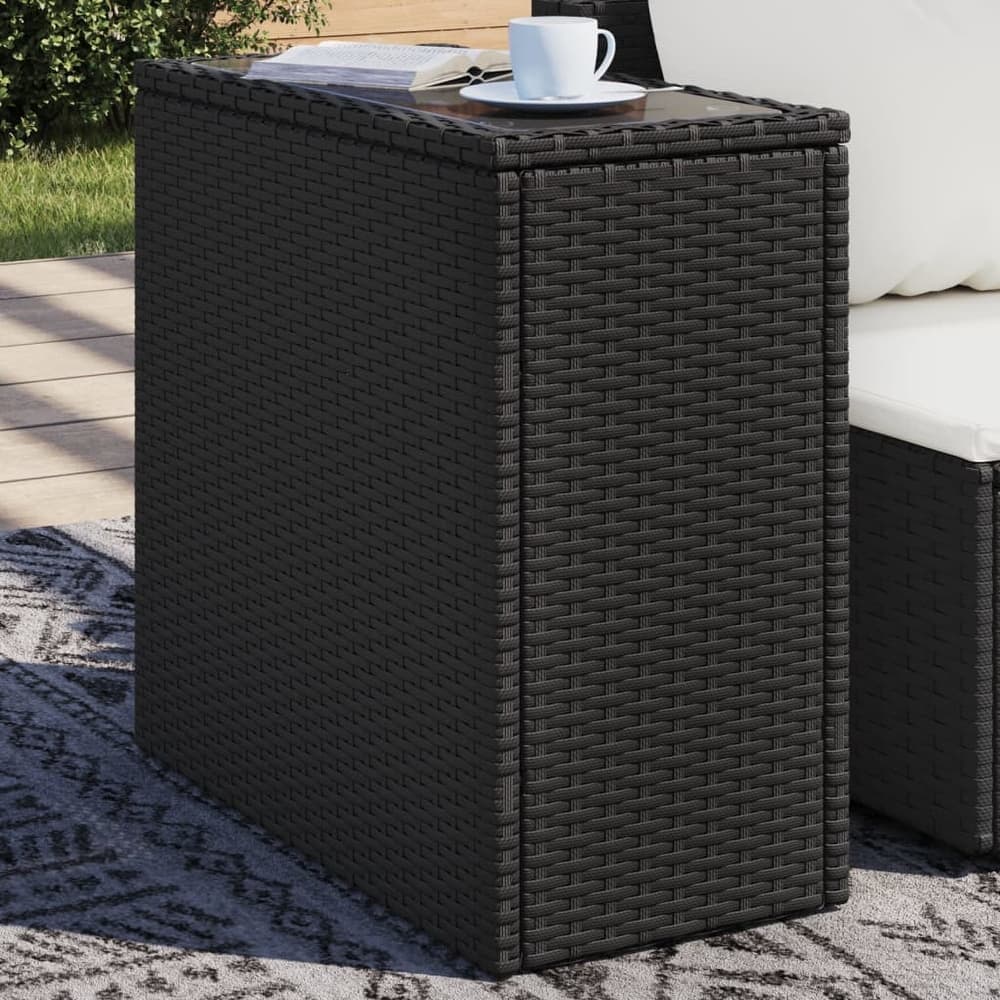 vidaXL Patio Side Table Outdoor Furniture Side Tea Coffee Table Poly Rattan - 10.8 x 22.8 x 21.7 in