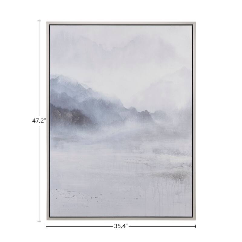 Shadows Canvas Wall Art with Silver Frame - Grey