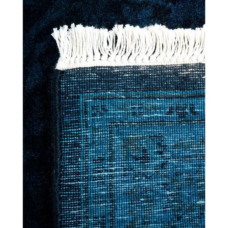Overton Hand Knotted Wool Vintage Inspired Modern Contemporary Overdyed Black Runner Rug - 2' 7" x 18' 9"