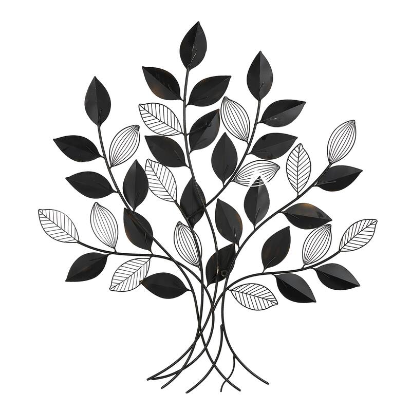 Metal Tree Wall Decor with Various Patterned Leaves - Black - Roche River Decor