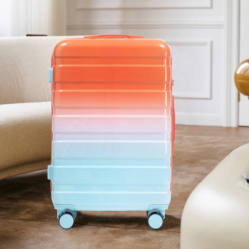 3-Piece, Modern Luggage Sets, Gradient Luggage with Combination Lock and 4 Swivel Wheels, for Boarding Travel, Blue+Red