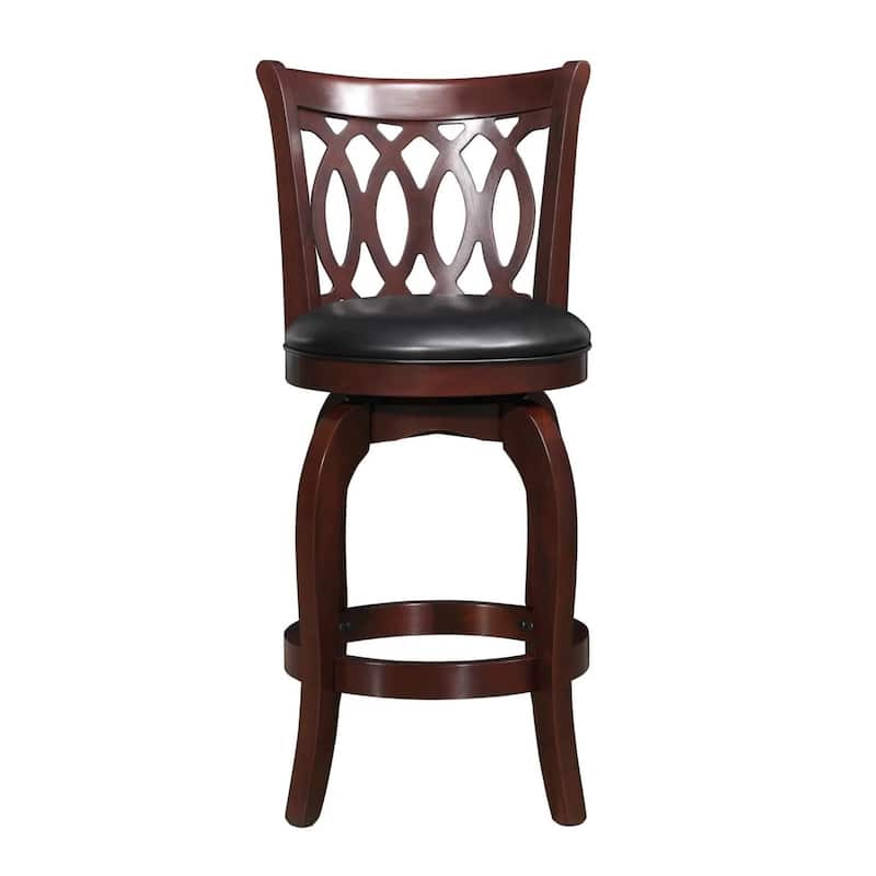 Verona Swivel High Back Counter Height Stool by iNSPIRE Q Classic - Cherry-Scroll Back