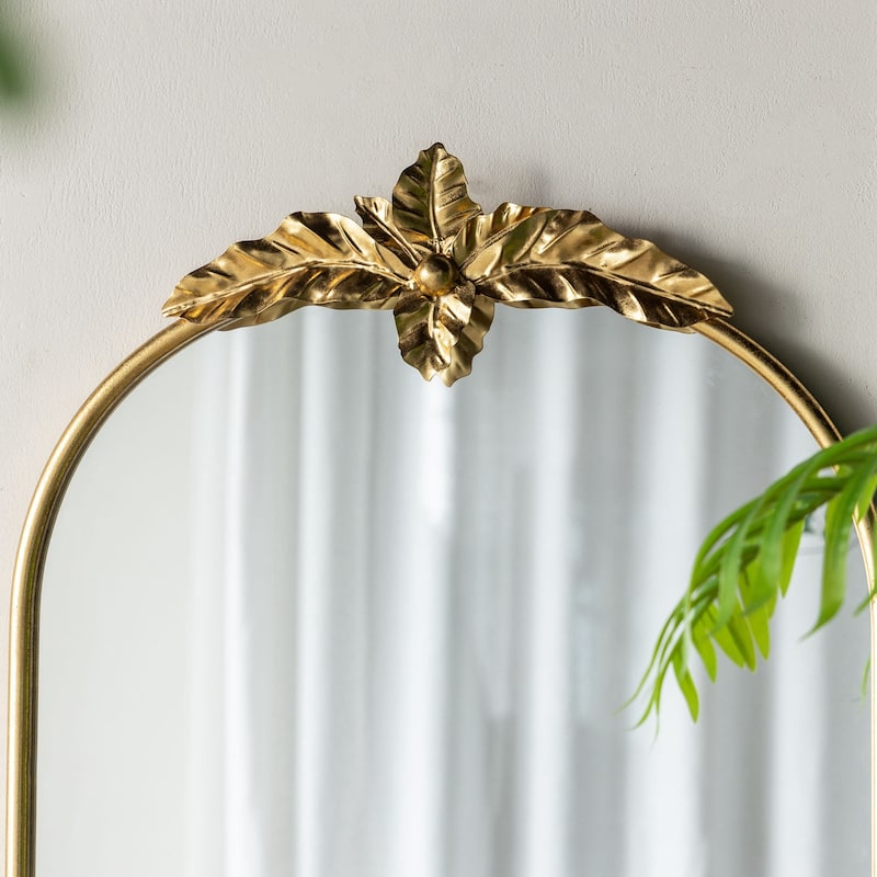 24" x 42" Arched Wall Mirror with Gold Metal Frame