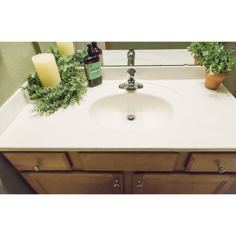 Design House Cultured Marble Vanity Top 37-Inch Single Bowl Sink - Ivory Swirl