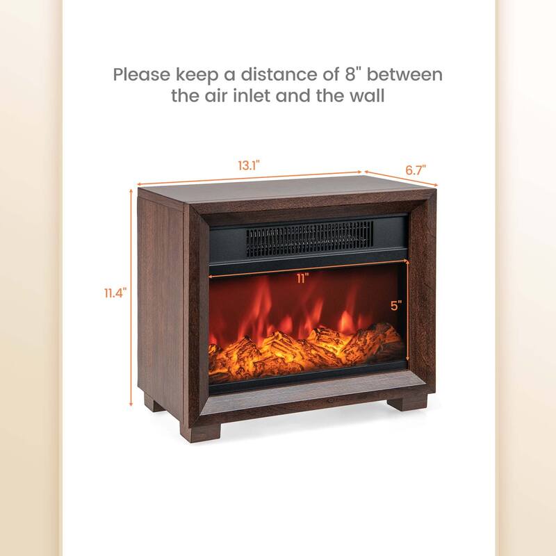 Costway Mini Desktop Electric Fireplace Heater Portable Wooden - See Details
