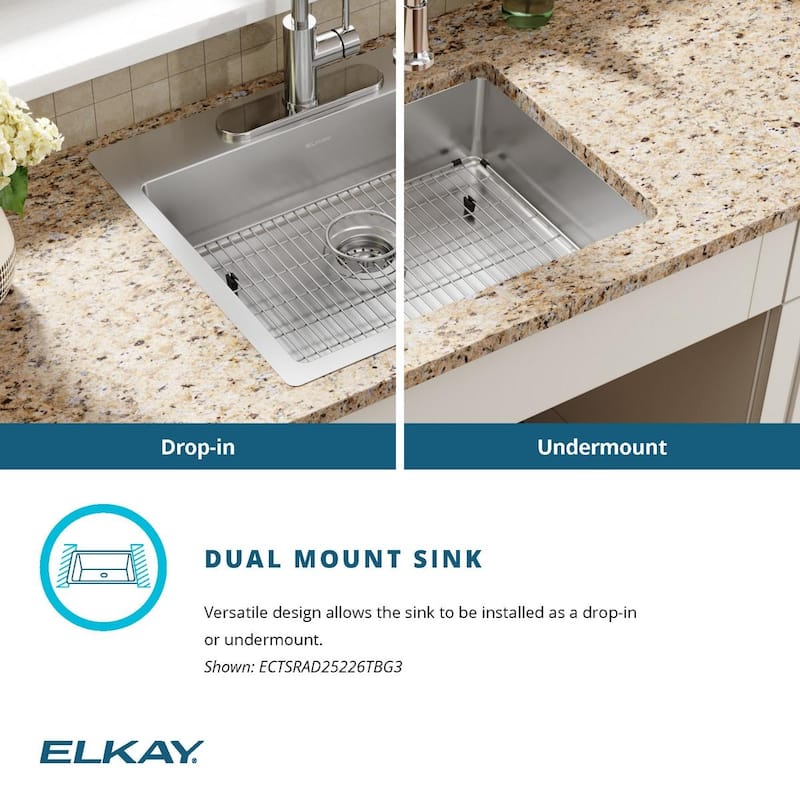 Elkay Crosstown Stainless Steel 25" x 22" x 6", Single Bowl Dual Mount ADA Sink Kit