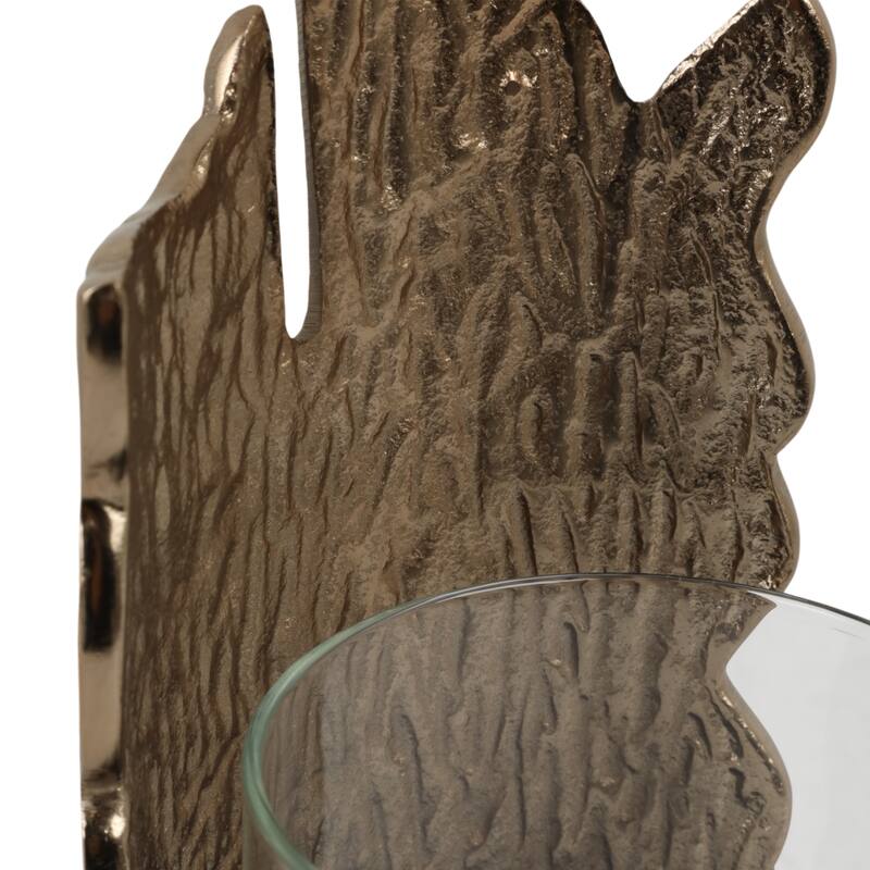 Metal Glass Candle Holder Pillar Backplate Artisan-Inspired Accent