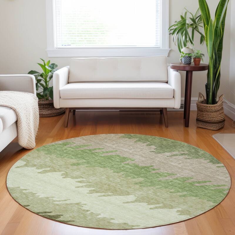 Premium Washable Super Soft Modern Ombre Mayfield Rug - Green - 8' x 8' - Round