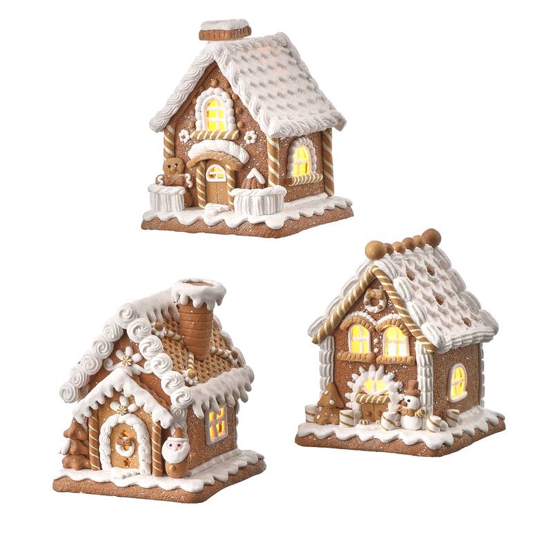 6" LED Battery Operated Timer Clay Sugar and Spice House Set of 3