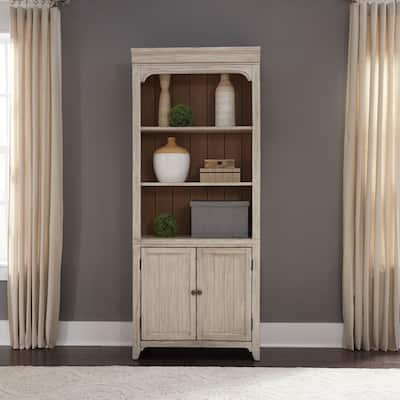 Farmhouse Reimagined Antique White with Chestnut Bookcase - Width 32" x Depth 16" x Height 78"
