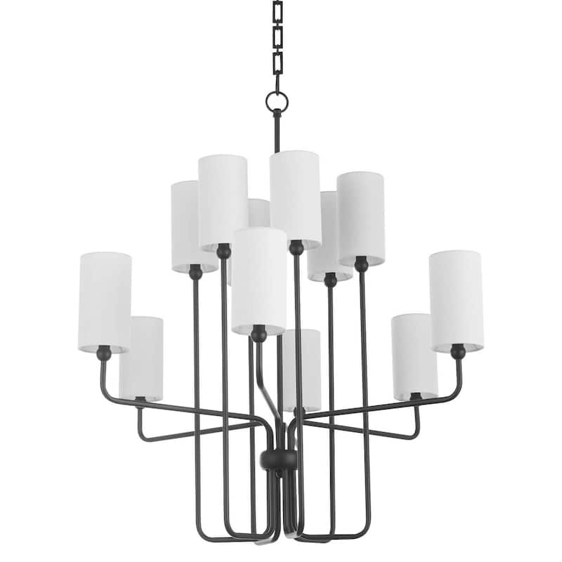Quorum International 698-12 Charlotte 12 Light 37" Wide Chandelier - Matte Black