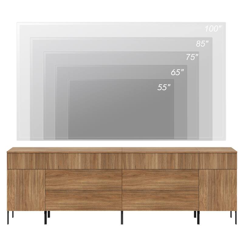 94.5" Modern Wood 8-Drawer Dresser With Reeded Design, Minimalist Dresser Organizer Storage