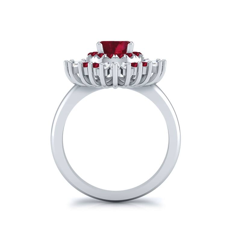 Auriya 1 1/3ct Red Ruby and Diamond Ballerina Engagement Ring 3/8ctw 14k Gold