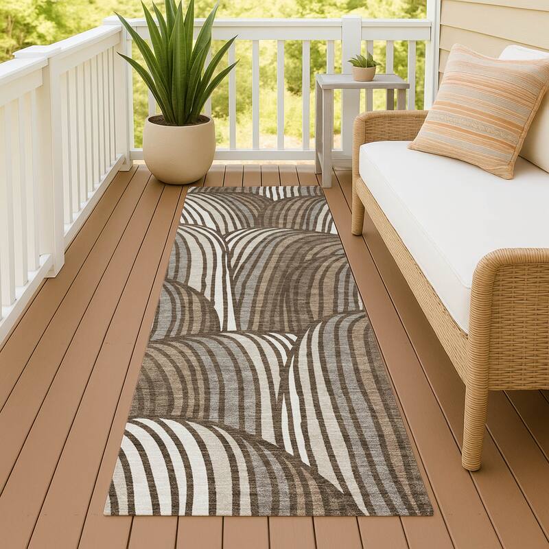 Machine Washable Indoor/ Outdoor Modern Parsons Chantille Rug - Chocolate - 2'3" x 7'6"