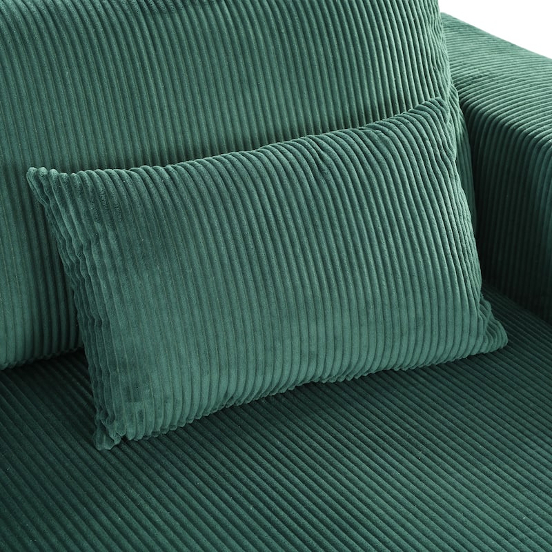 Cascade 2 - Piece Corduroy Sleeper Sofa Bed Double Lounge Chaise with 2 Pillows