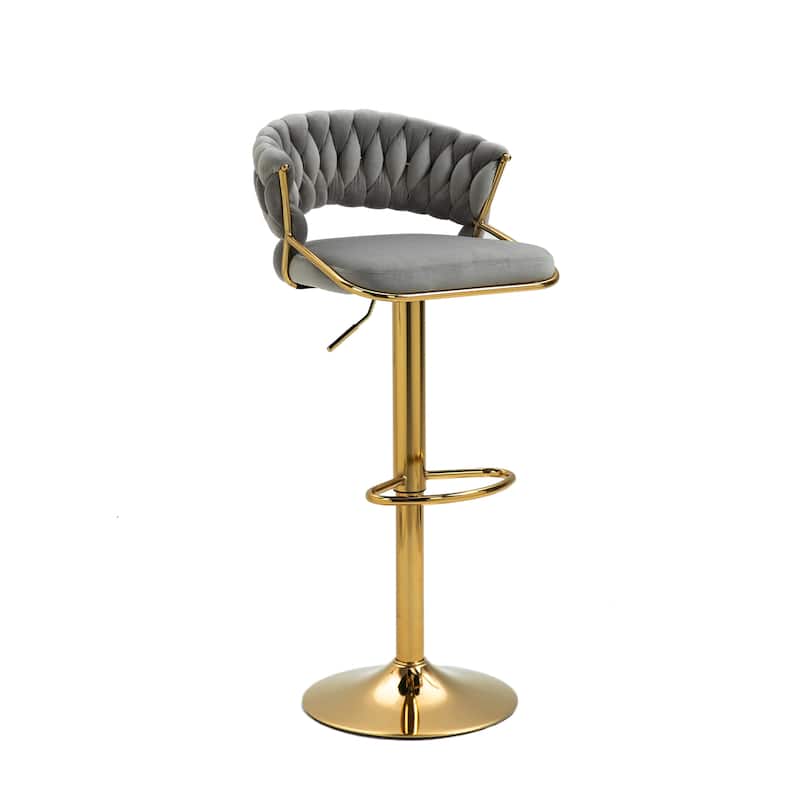 Set of 4 Modern Velvet Adjustable Bar Stools with Backs