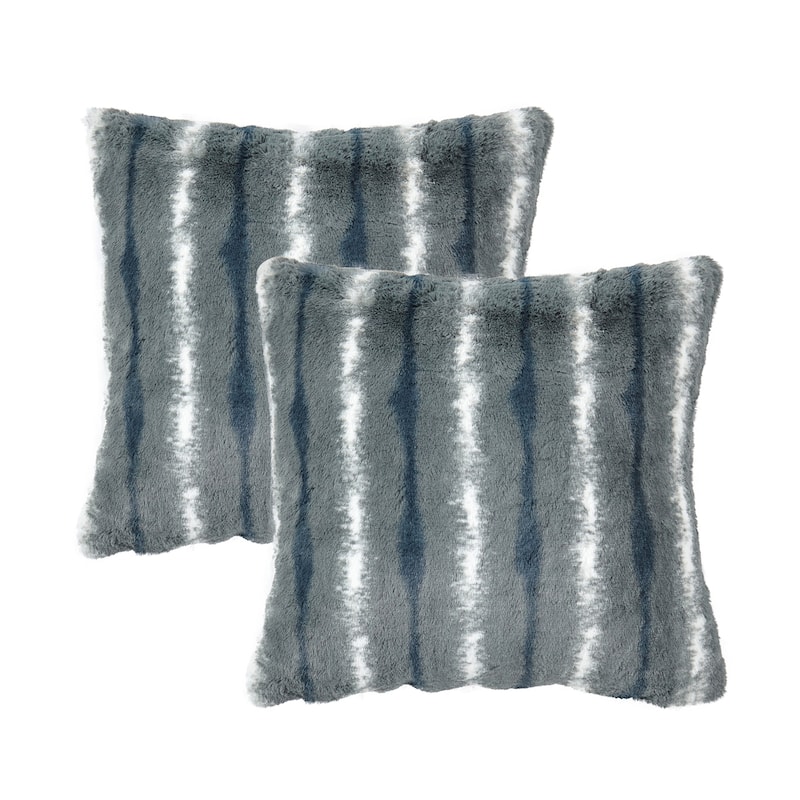 Amanda Stripe fauxfur Throw Pillow Covers Set of 2, NO INSERT