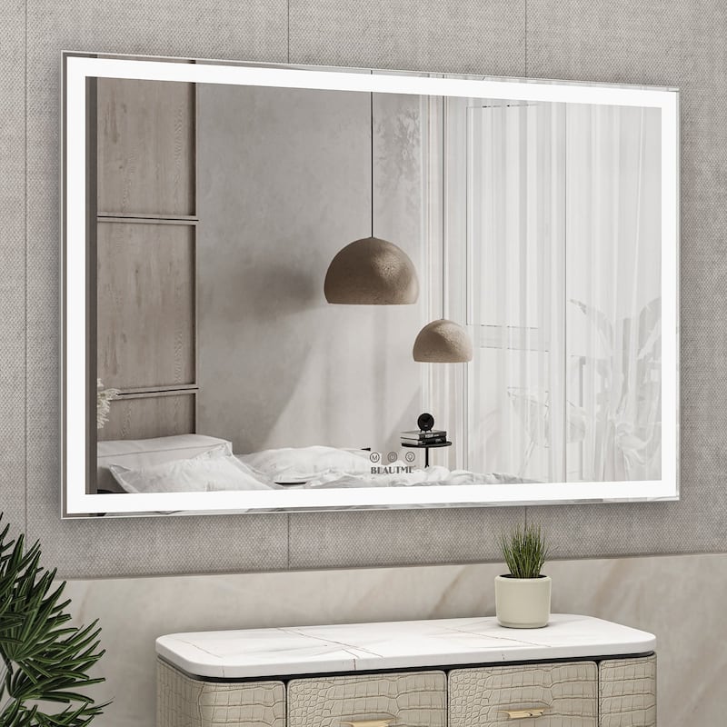 Rectangular Framed Wall Mounted LED Bathroom Vanity Mirror - 60" X 40"