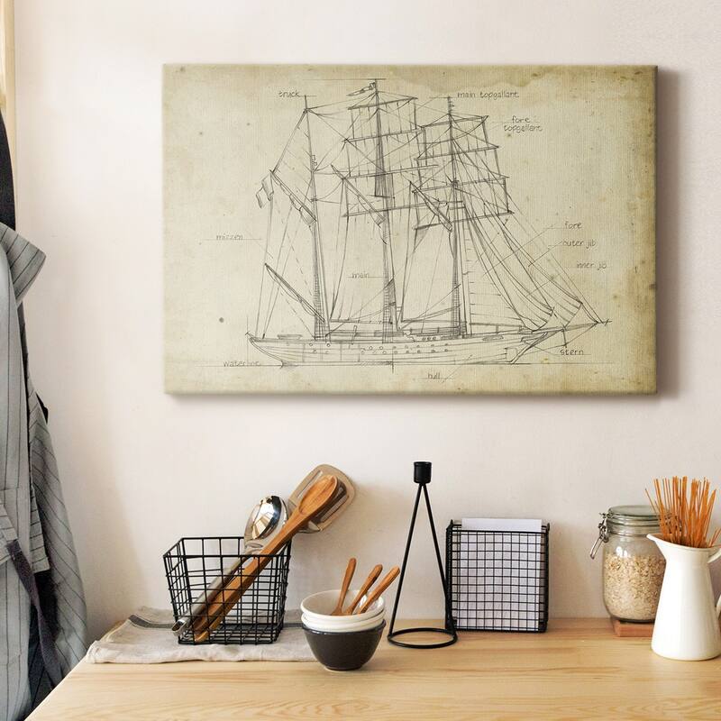 Sailboat Blueprint I Premium Gallery Wrapped Canvas - Ready to Hang