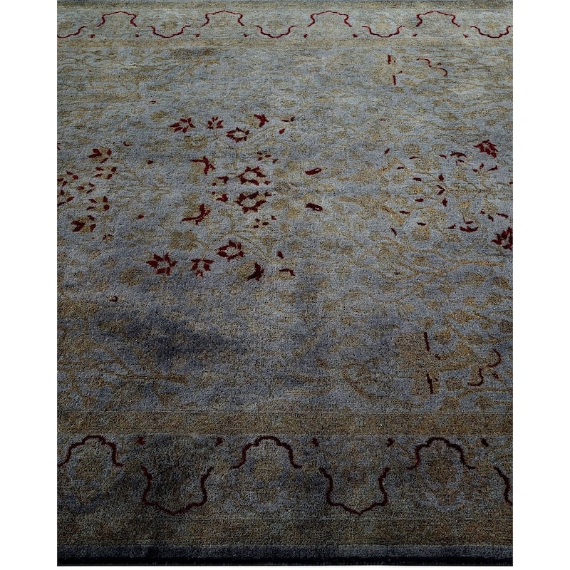 Overton Hand Knotted Wool Vintage Inspired Modern Contemporary Overdyed Gray Area Rug - 4' 3" x 5' 10"