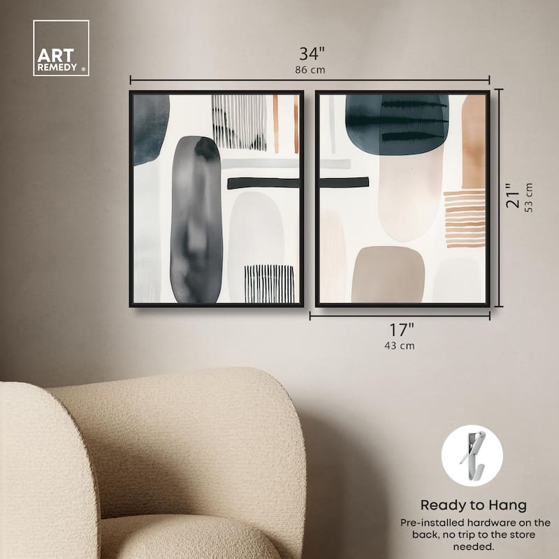Floating Shapes I Canvas Set of 2 by Art Remedy