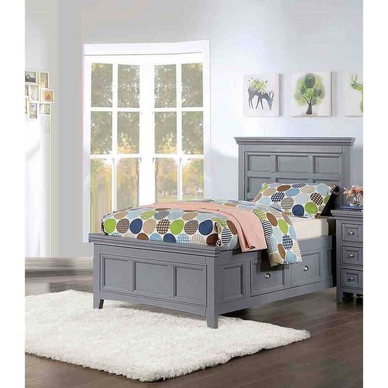 Transitional 1pc Gray Finish Storage Under Bed - Twin