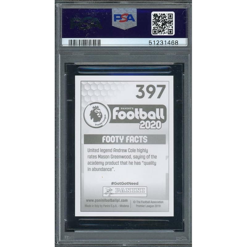 Mason Greenwood 2019 Panini EPL Rookie Card #397 PSA 8 - 8'6" x 11'6"
