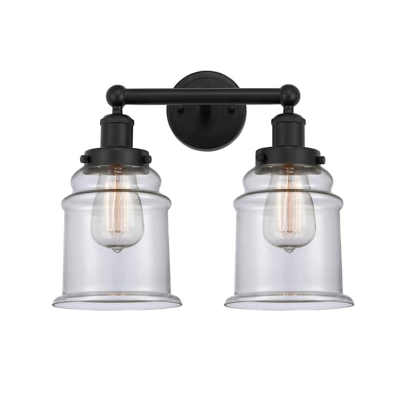 Innovations Lighting 616-2W-13-15 Canton Vanity Canton 2 Light 15" - Matte Black / Clear