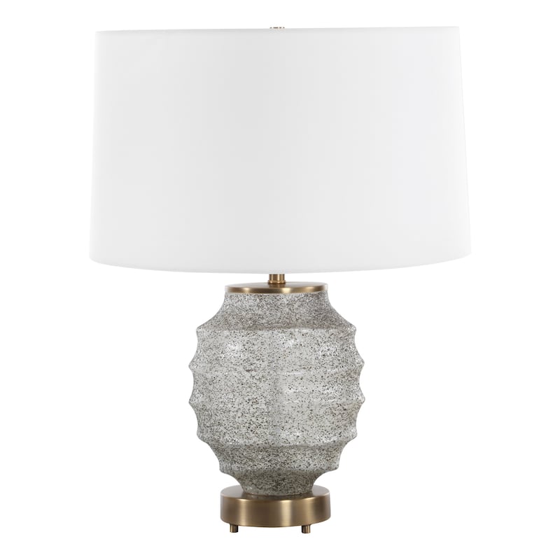 Ribbed Base Table Lamp with Tapered Shade - 22.25" - Brown