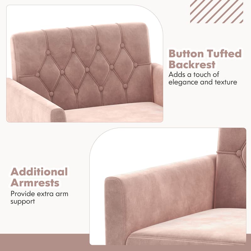Gymax 2PCS Modern Velvet Accent Chair w/ Button Tufted Back Golden