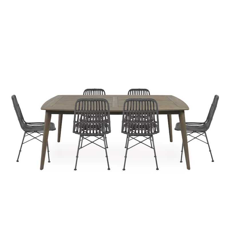 Sawtelle Outdoor 6-Seater Wicker Dining Set by Christopher Knight Home