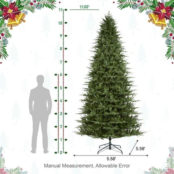 dimension image slide 0 of 3, Glitzhome 7.5ft/9ft/11ft Pre-Lit Green Full Fir Artificial Christmas Tree with 1800/2450/3200 LEDs Simple Setup