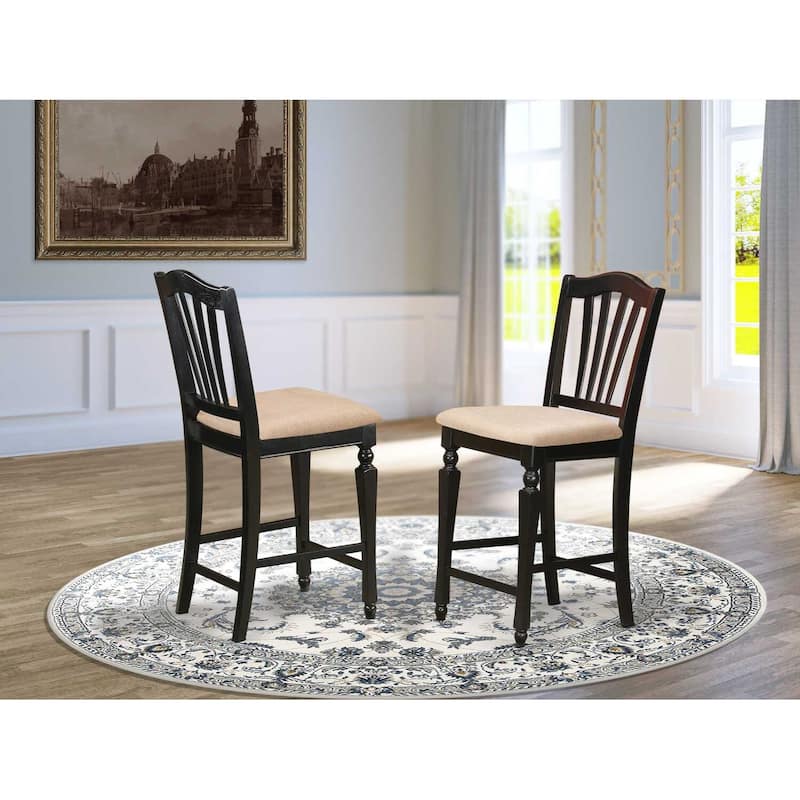 24 Inch Counter Height Wooden Bar Stools with Comfortable Wooden Seat, Modern Kitchen Island Dining Room Seating