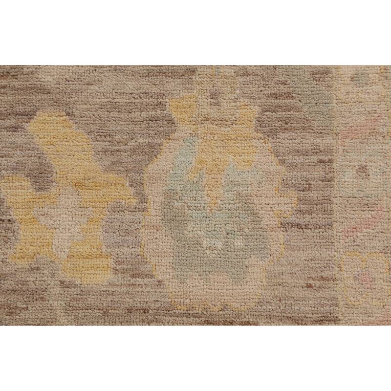 Hand Knotted Oriental 100% Wool Carpet Transitional All-Over Brown Oushak Area Rug - 13' 5'' X 9' 11''