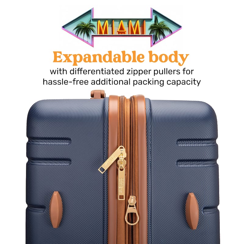 Miami CarryOn Brickell 3 Piece Expandable Retro Spinner Luggage Set