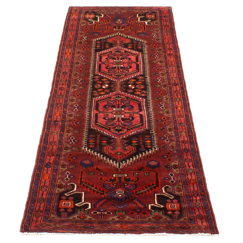 ECARPETGALLERY Hand-knotted Andelz Red Wool Rug - 3'8 x 9'10