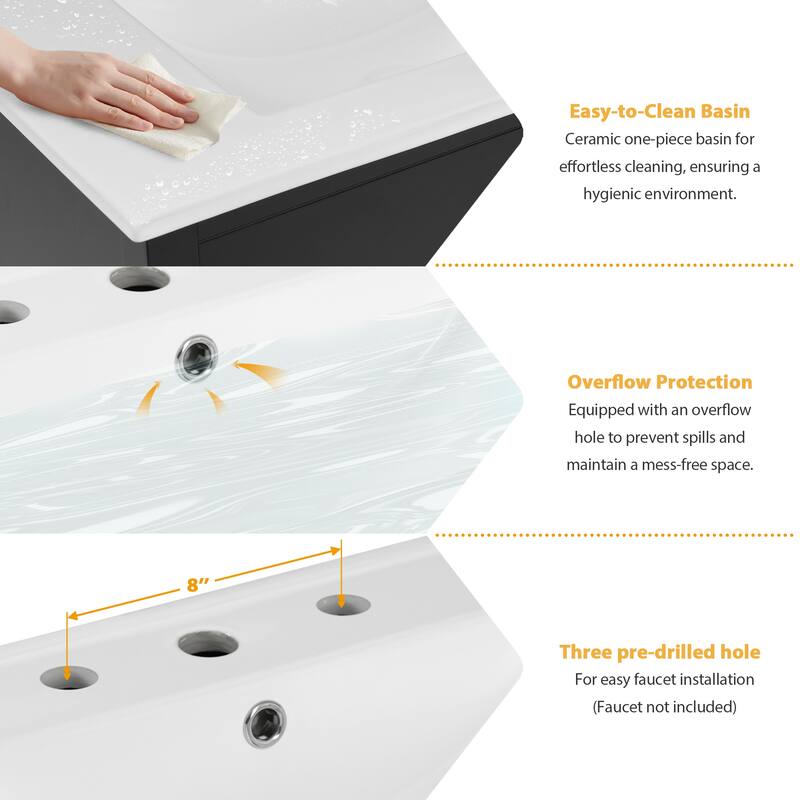 30-Inch Bathroom Vanity with Ceramic Sink and Ample Storage