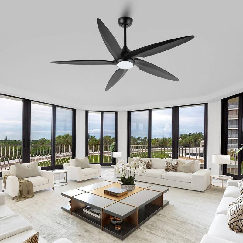 GetLedel 54" Solid Wood 5-Blade Ceiling Fan with Dimmable LED and Remote Control