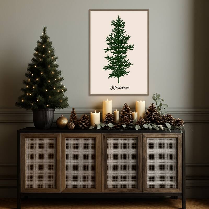 Oh Tannebaum Framed Canvas Wall Art Print - Sylvie Dark Gold