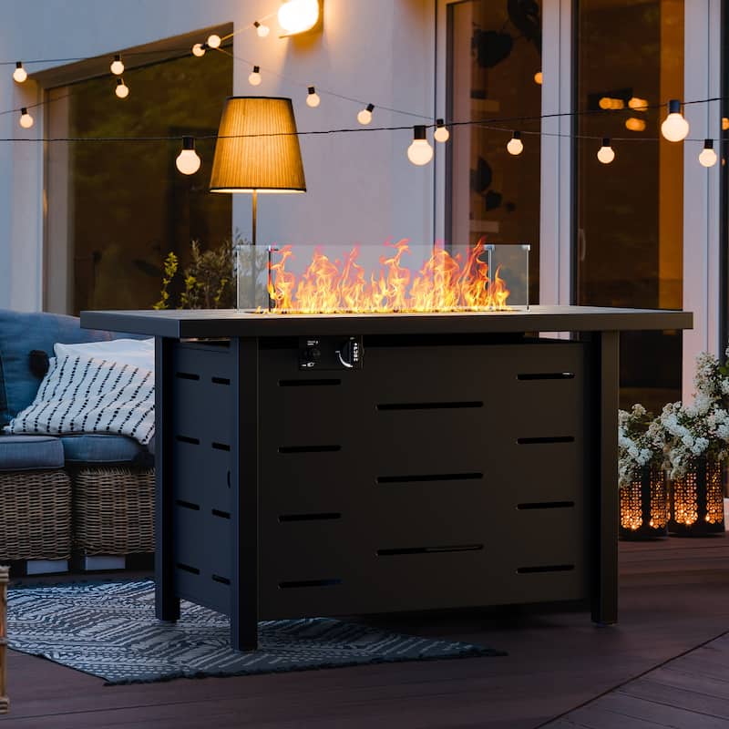 Futzca Propane Fire Pit 50000 BUT Outdoor Gas Fire Table with Lid