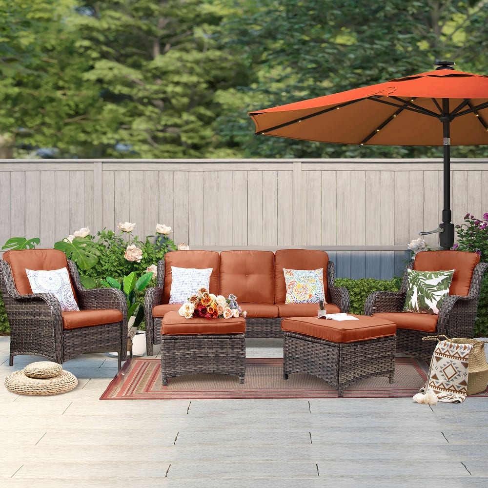 Cozywor 5-Piece Wicker Outdoor Patio Conversation Set