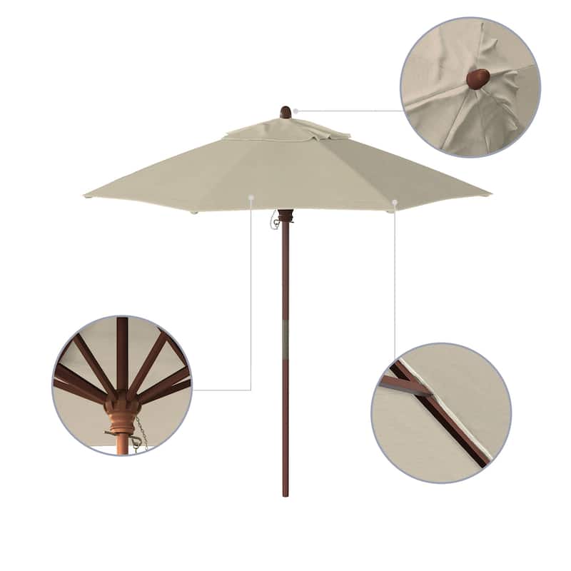 Port Lavaca 7.5ft Round Sunbrella Wooden Patio Umbrella by Havenside Home, Base Not Included