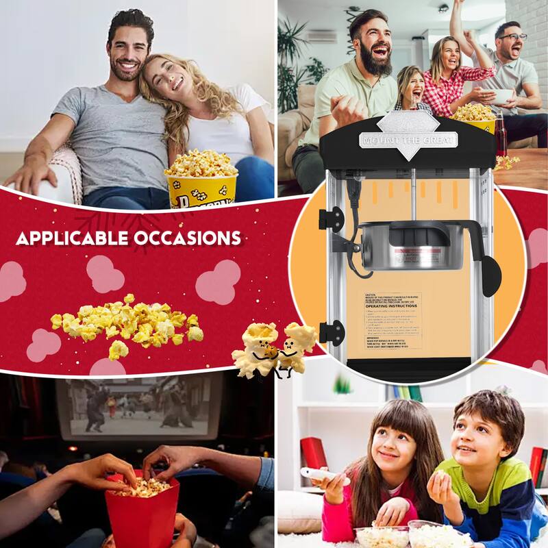 Portable Popcorn MAKER Machine, 8 Ounce Kettle Popcorn Maker , Warming Deck, Countertop Popcorn Popper
