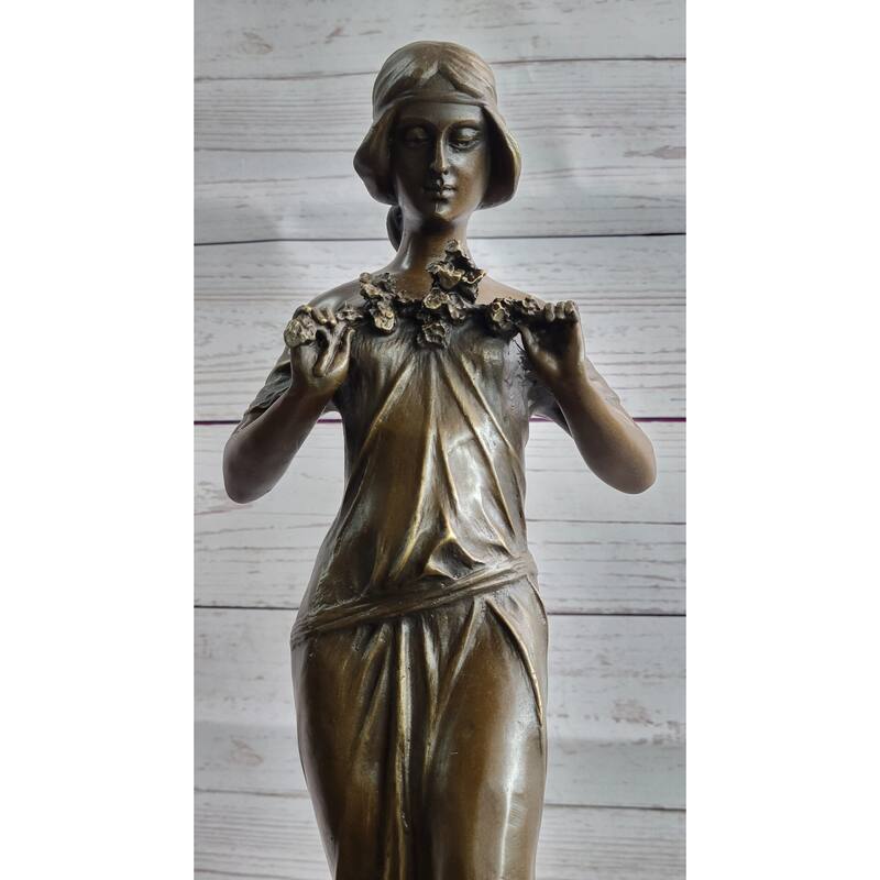 Jean Patoue Art Nouveau Female Personifying Spring Bronze Sculpture Statue Decor