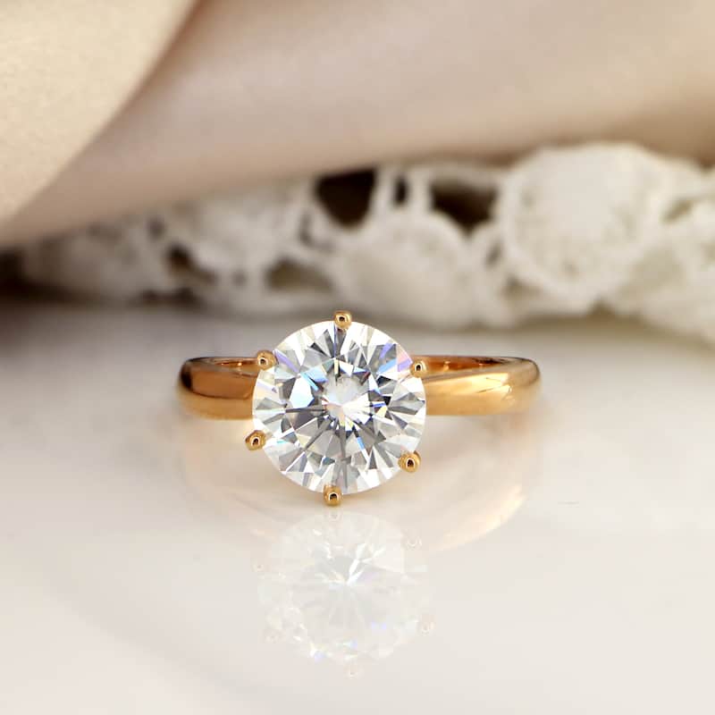 Auriya 14k Gold 2ctw Solitaire Moissanite Engagement Ring 6-Prong