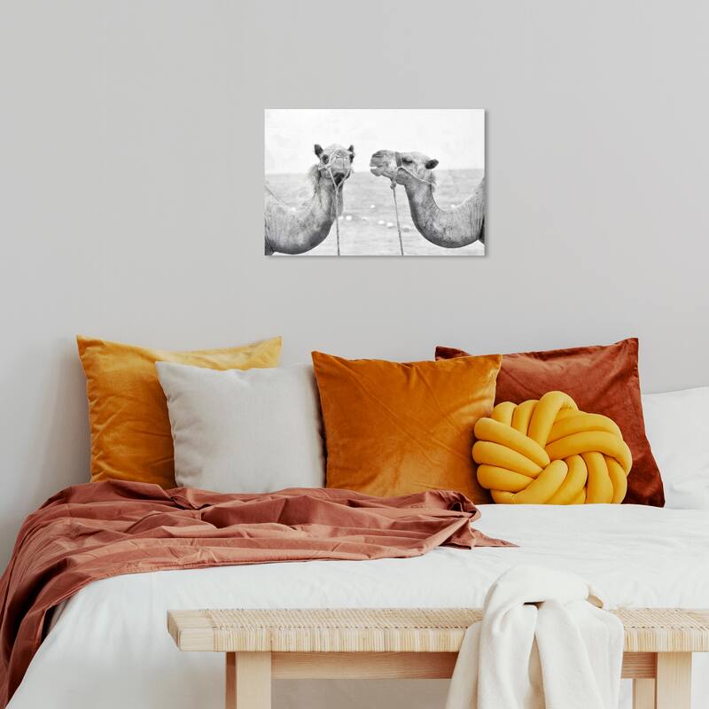 Wynwood Studio Canvas Animals Camel Best Friends Black and Moroccan Wall Art Canvas Print - 16 x 24