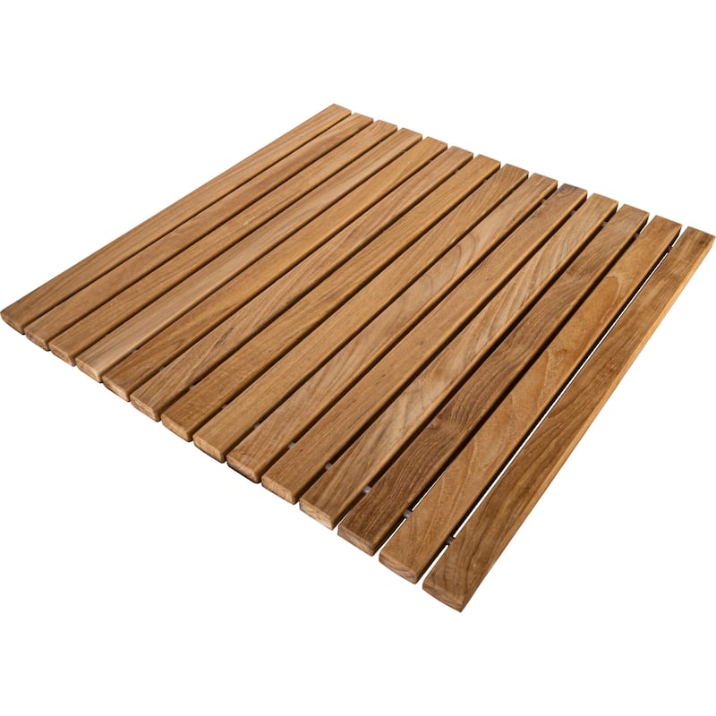 Nordic Style Natural Teak Shower and Bath String Mat 19.6″ x 19.6″ - Beige