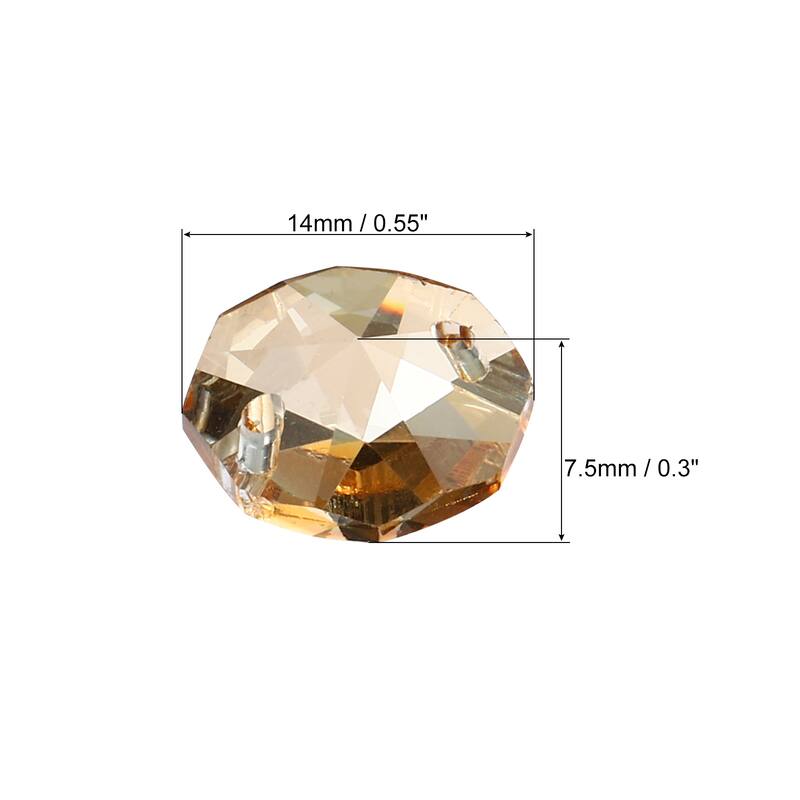 40Pcs 14mm Crystal Octagon Beads Chandelier Prisms Parts Hanging Beads - Yellow