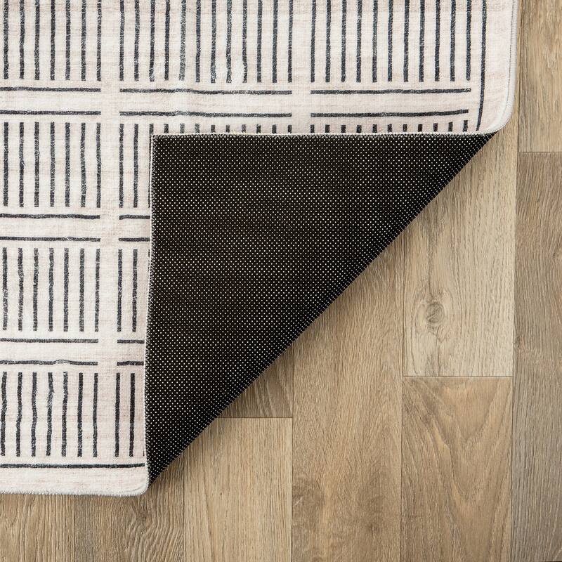 World Rug Gallery Bohemian Stripe Lines Washable Non Slip Area Rug