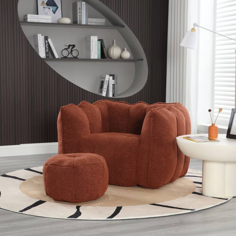 Soft Bean Bag Chair Comfortable Lazy Sofa with Footstool